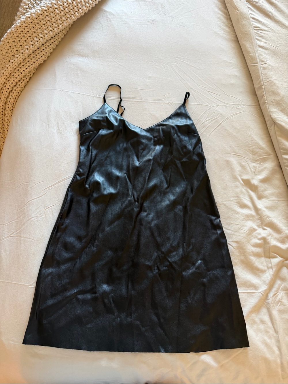 Leather Slip Dress - Black
